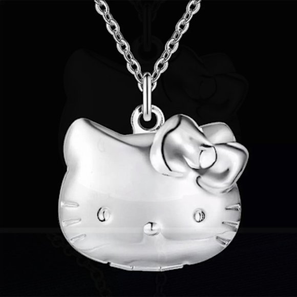 STERLING SILVER HELLO KITTY PENDENT LOCKET NECKLACE - Picture 2 of 4